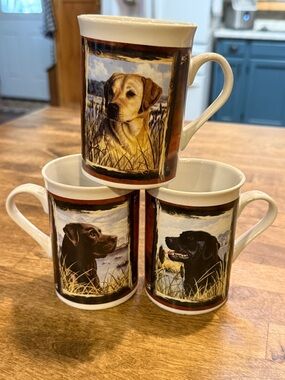 10 oz Labrador Coffee Mugs set of all three Labs black yellonw and chocolate